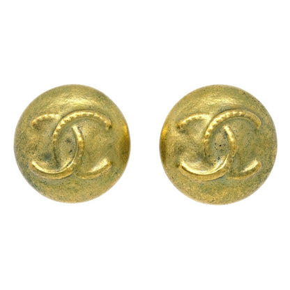 Chanel Vintage CC Round Clip-On Earrings Metal, GOLD, GOLD_PLATED, Earrings