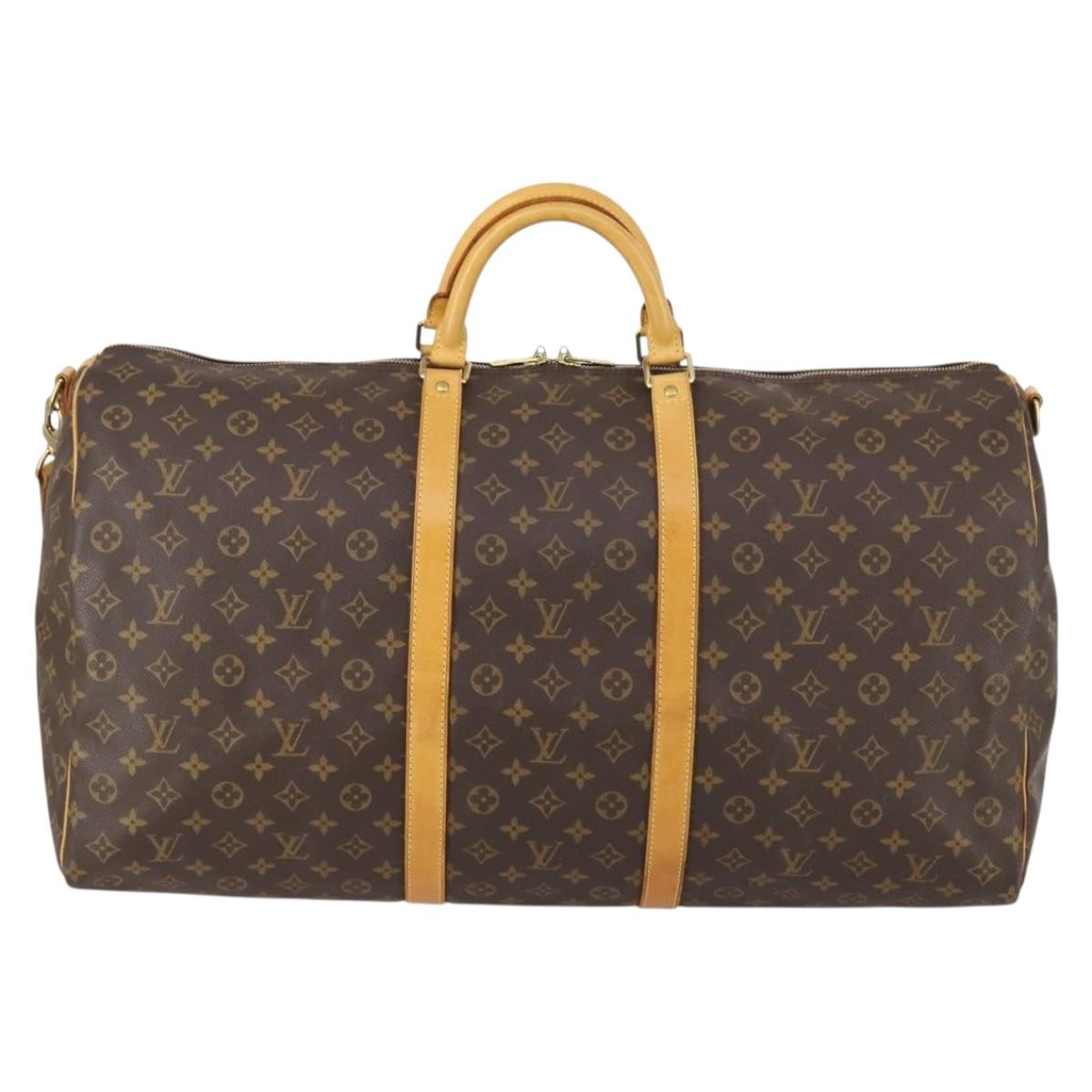 Louis Vuitton Keepall Bandouliere Bag Monogram Canvas, BROWN, CANVAS, Travel bag