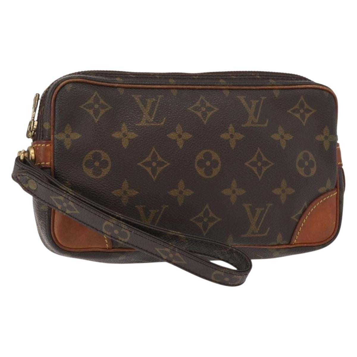 Louis Vuitton Marly Dragonne Clutch Monogram Canvas, BROWN, CANVAS, Clutche & pouche