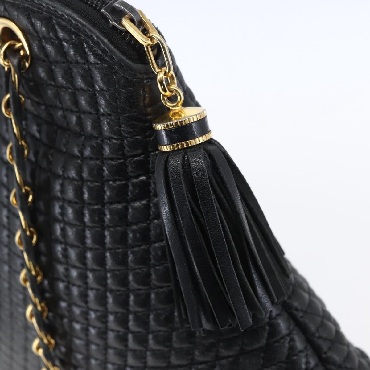 Bally Vintage Chain Shoulder Bag Quilted Leather, BLACK, LEATHER, Shoulder bag