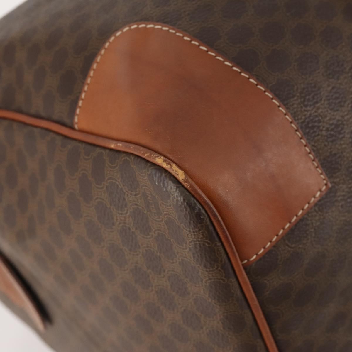 Celine Vintage Macadam Boston bag Canvas and Leather, BROWN, CANVAS, Travel bag