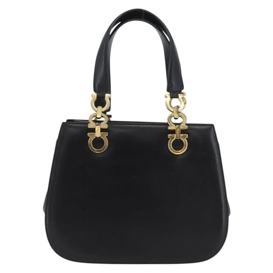 Salvatore Ferragamo Gancini handbag Leather, BLACK, LEATHER, Handbag