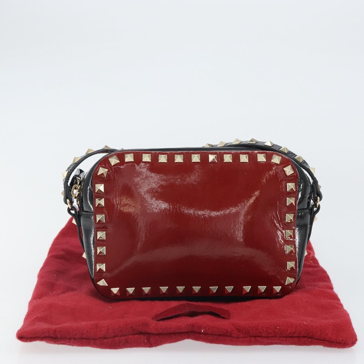 Valentino Garavani Rockstud Chain Camera Crossbody Bag Patent leather, RED, PATENT_LEATHER, Clutche & pouche