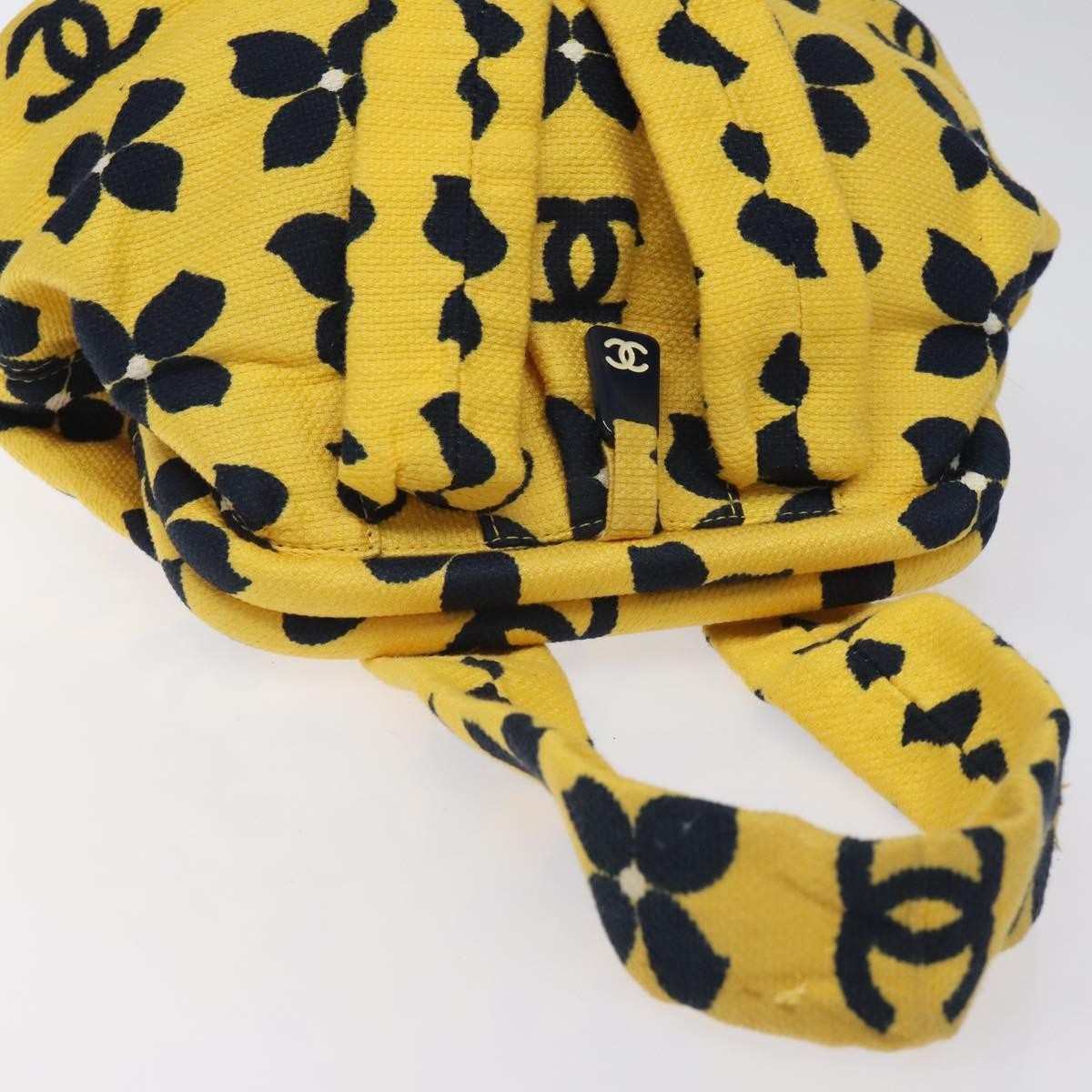 Chanel Vintage Frame Shoulder Bag Printed Canvas, YELLOW, COTTON, Shoulder bag