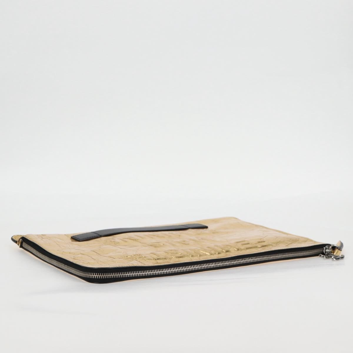 Chanel Feminine Pouch Crinkled Leather, GOLD, LEATHER, Clutche & pouche