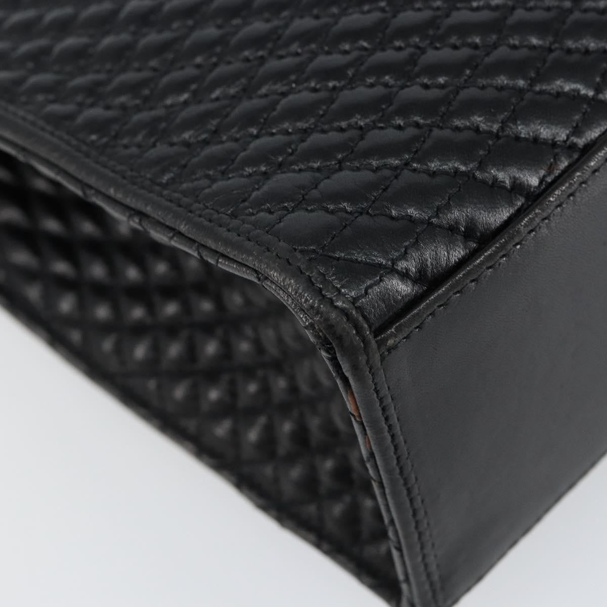 Bally Vintage Handbag Quilted Leather, BLACK, LEATHER, Handbag