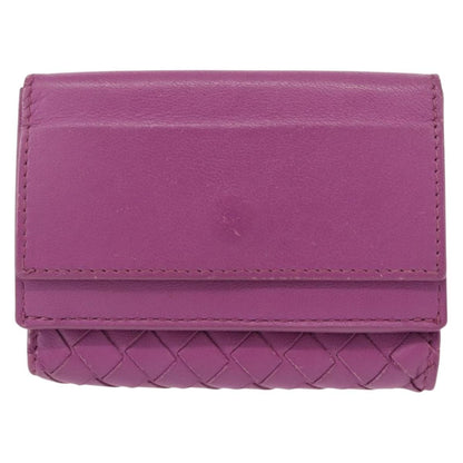 Bottega Veneta Trifold Wallet Intrecciato Leather, PURPLE, LEATHER, Wallets