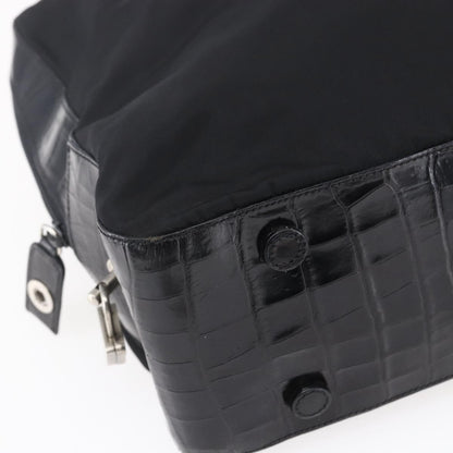 Prada Vintage Shoulder Bag Nylon and Leather, BLACK, NYLON, Shoulder bag