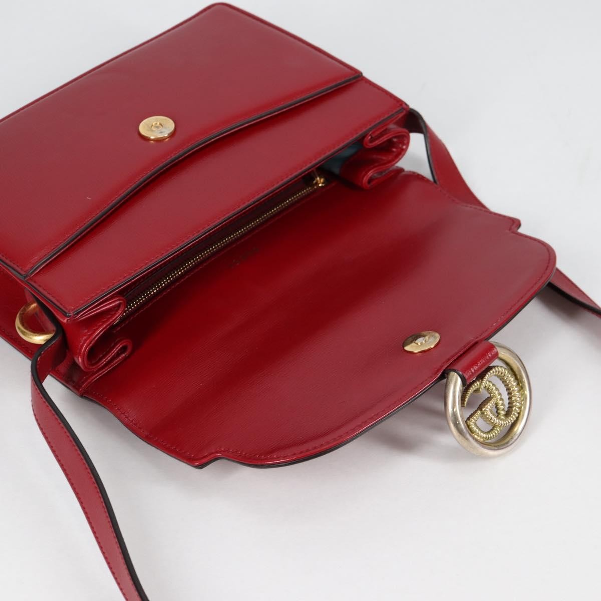 Gucci GG Ring Shoulder Bag Leather, RED, LEATHER, Shoulder bag