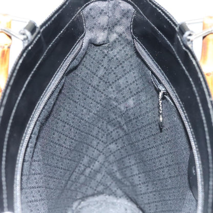 Gucci Vintage Bamboo Handle Bag Nylon, BLACK, NYLON, Handbag