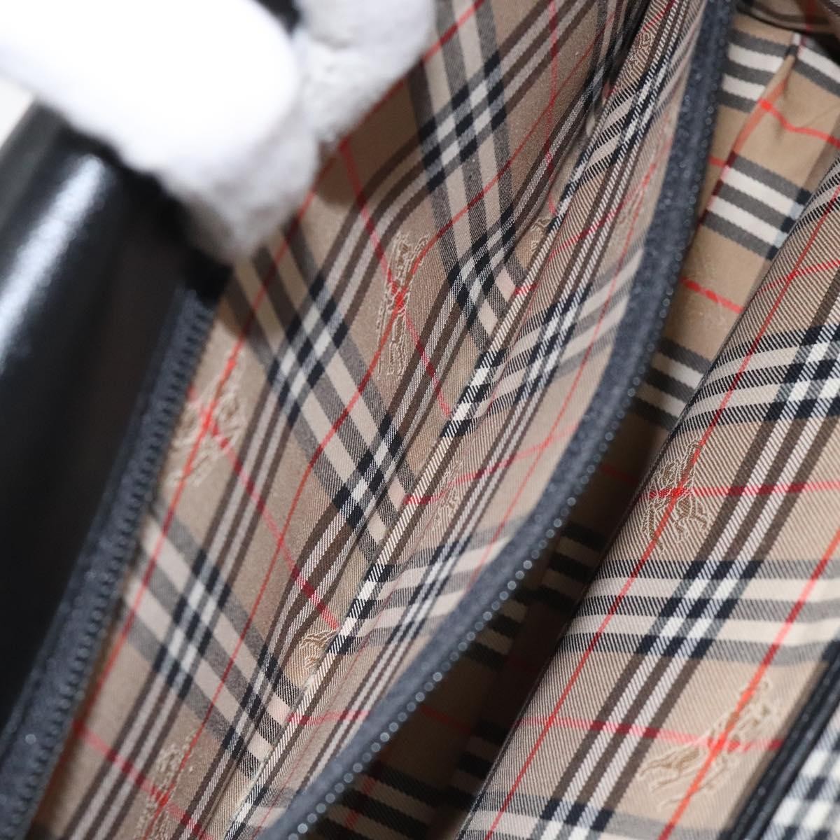 Burberry Convertible Briefcase Leather with London Check Coated Canvas, BLACK, LEATHER, Briefcase