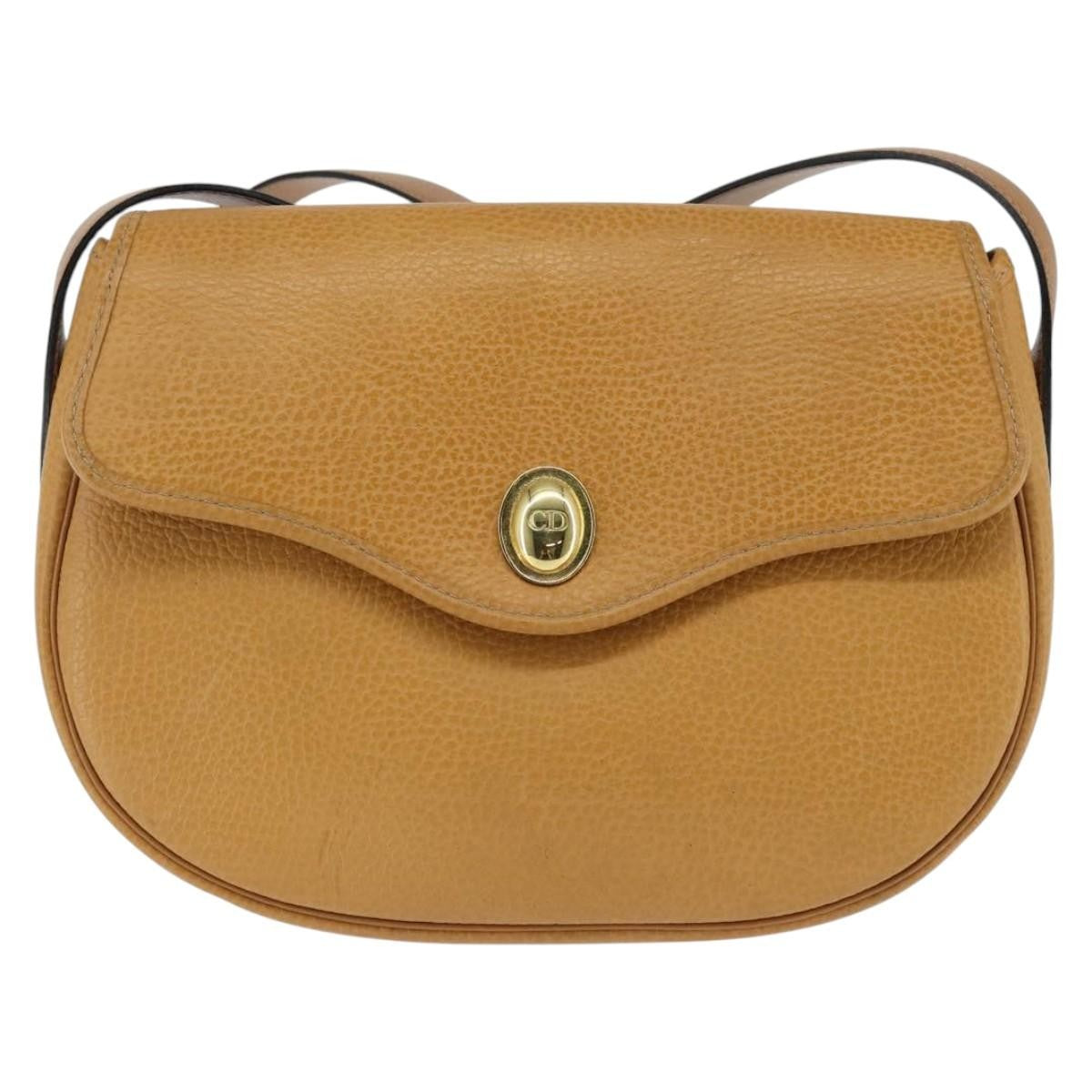 Christian Dior Vintage CD Logo Shoulder Bag Leather, BROWN, LEATHER, Shoulder bag