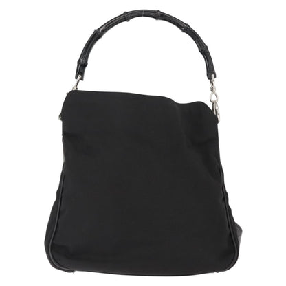 Gucci Vintage Bamboo Handle Bag Nylon, Black, Nylon, Handbag