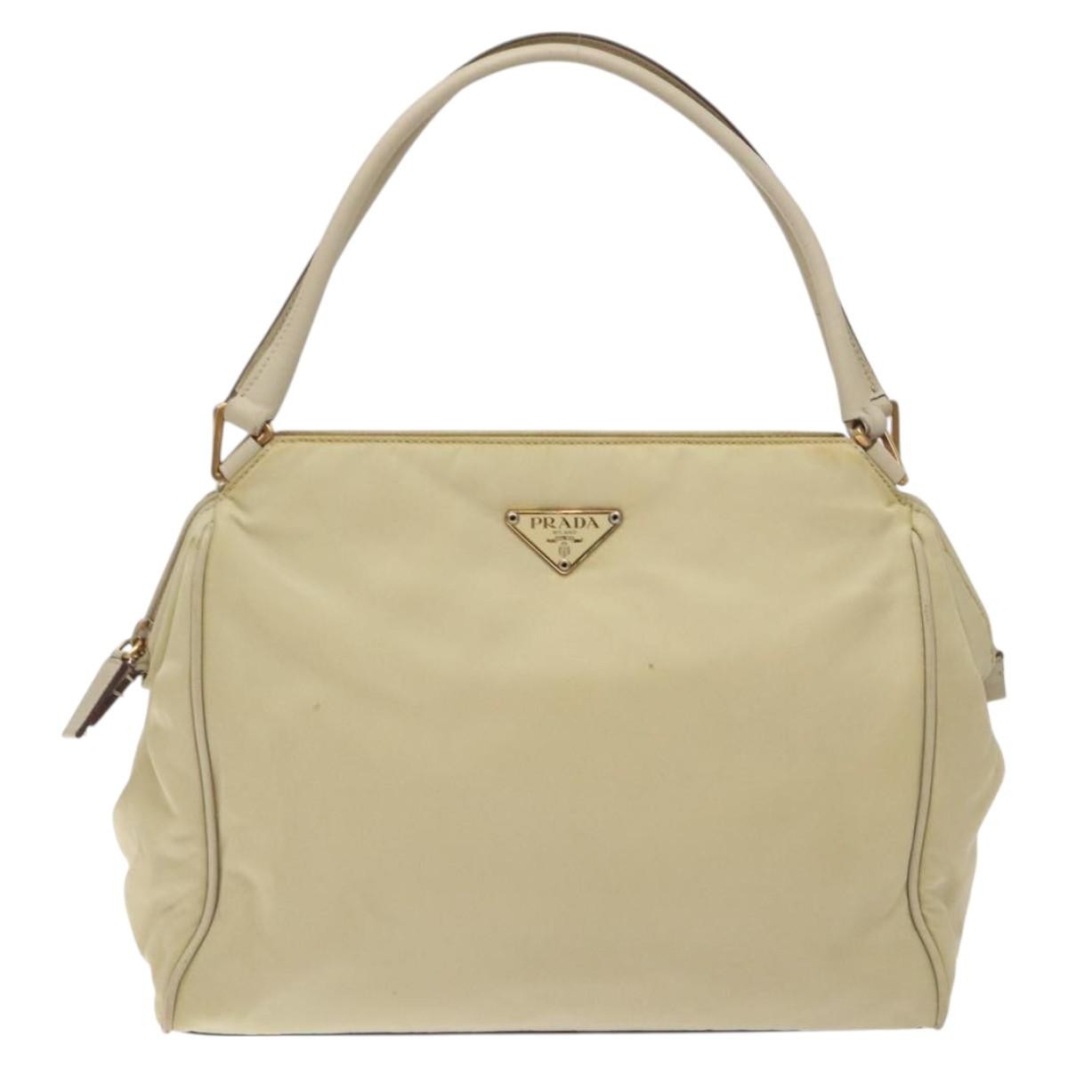 Prada Vintage Zip Handbag Tessuto, BEIGE, NYLON, Handbag