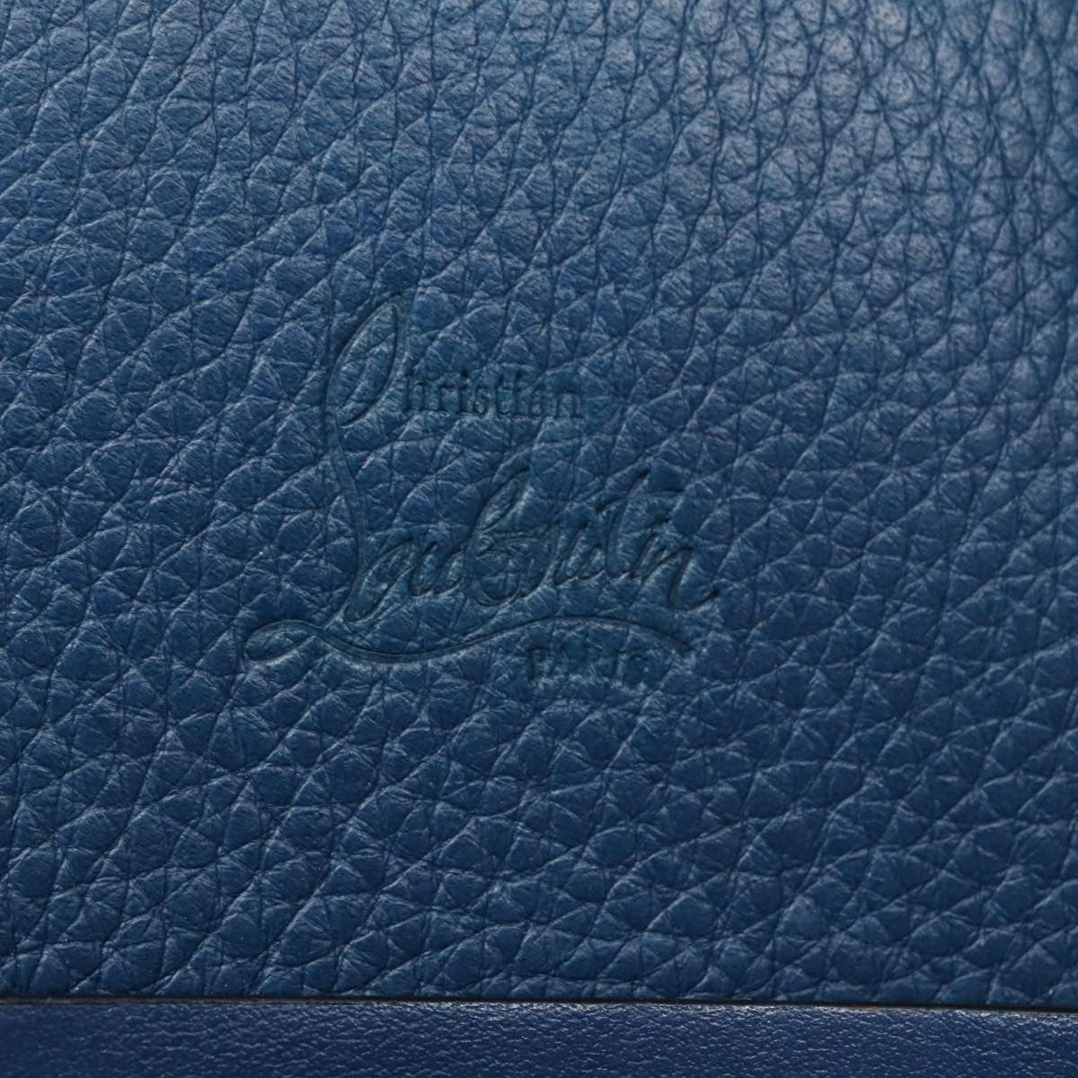 Christian Louboutin Trictrac Portfolio Bag Leather and Spiked Leather, BLUE, LEATHER, Handbag