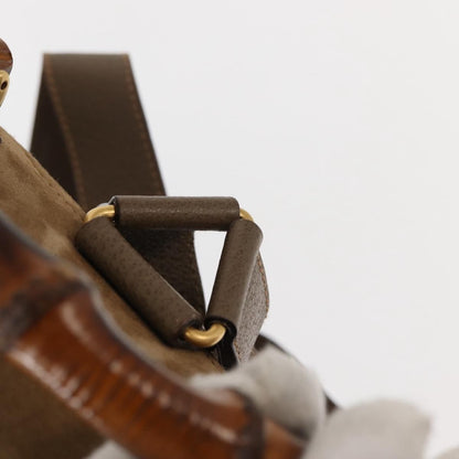 Gucci Vintage Bamboo Backpack Suede, BROWN, SUEDE, Backpack