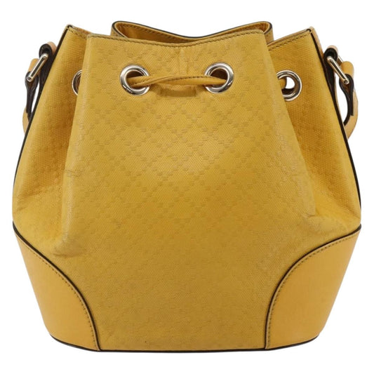 Gucci Bright Bucket Bag Diamante Leather, YELLOW, LEATHER, Shoulder bag