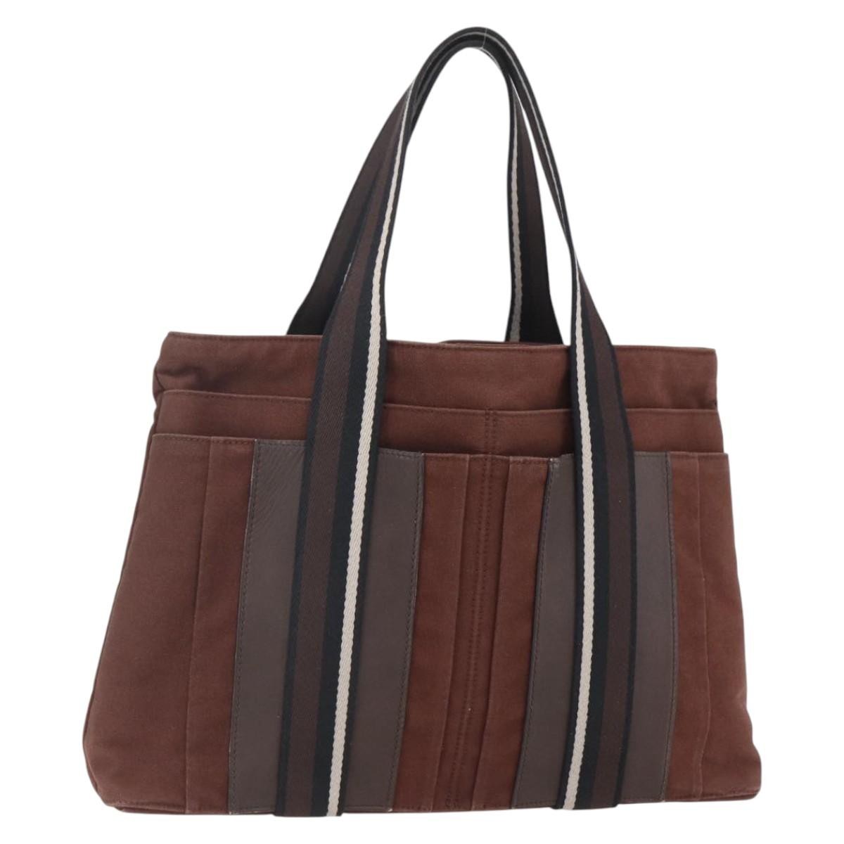Hermes Troca Horizontal Tote Canvas, BROWN, CANVAS, Tote bag