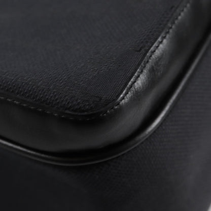 Versace Front Pocket Shoulder Bag Leather and Canvas, BLACK, CANVAS, Shoulder bag