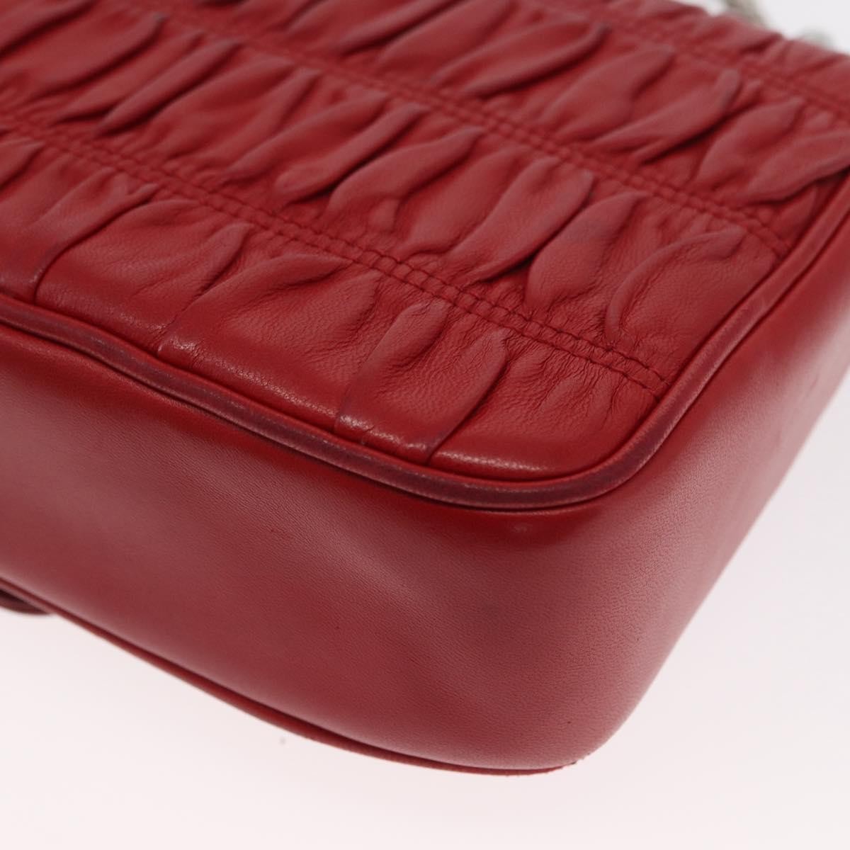 Prada Gaufre Chain Flap Shoulder Bag Nappa Leather, RED, LEATHER, Shoulder bag
