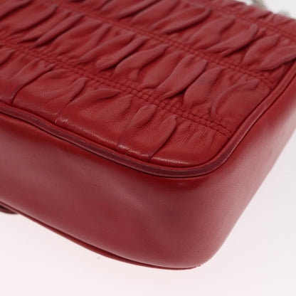 Prada Gaufre Chain Flap Shoulder Bag Nappa Leather, RED, LEATHER, Shoulder bag