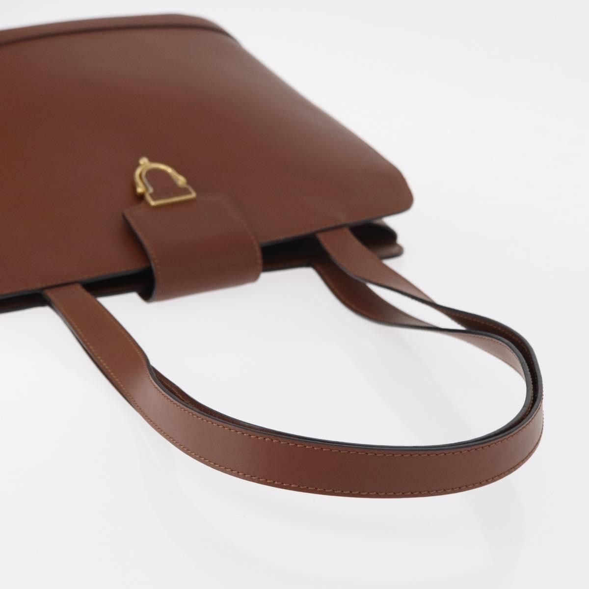 Celine Vintage Shoulder Bag Leather, BROWN, LEATHER, Shoulder bag