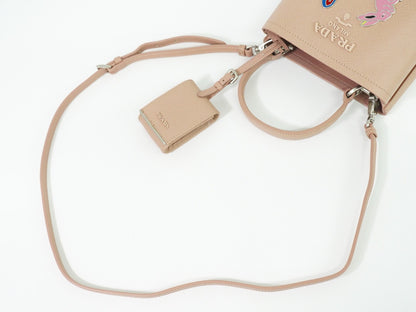 Prada Panier Bucket Bag Saffiano Leather, BEIGE, LEATHER, Crossbody bag