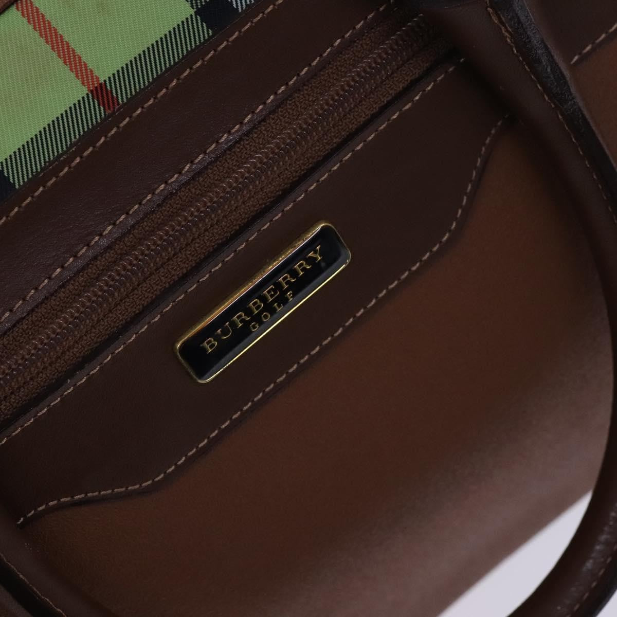 Burberry Front Pocket Zip Boston Bag House Check Canvas and Leather, BROWN, LEATHER, Travel bag