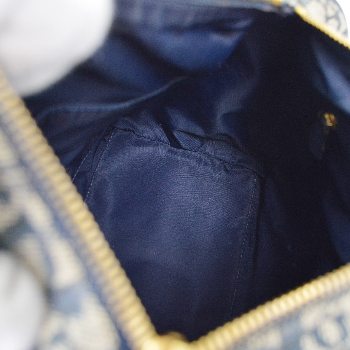 Christian Dior Vintage Trotter Handbag Canvas, NAVY, CANVAS, Handbag