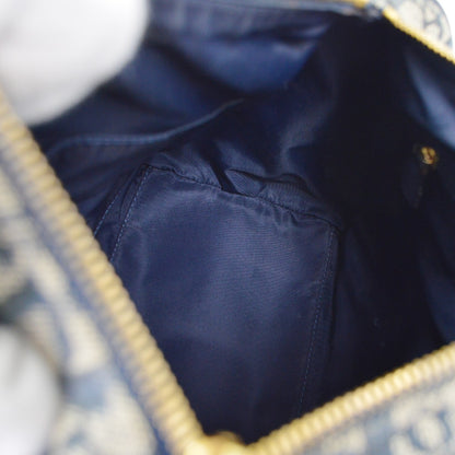 Christian Dior Vintage Trotter Handbag Canvas, NAVY, CANVAS, Handbag