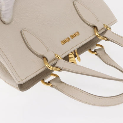 Miu Miu Phenix Convertible Tote Leather, WHITE, LEATHER, Handbag