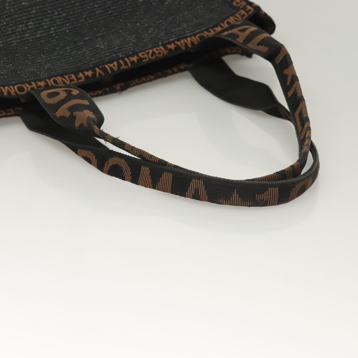 Fendi Zucca Tote bag Straw, BLACK, WOOD, Tote bag