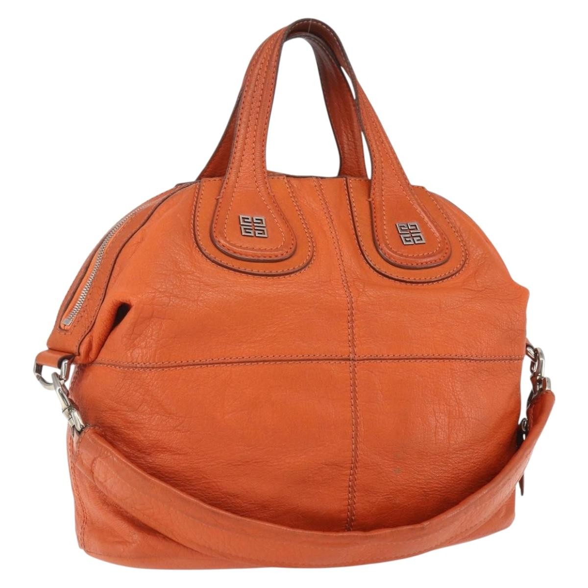 Givenchy Nightingale Satchel Leather, ORANGE, LEATHER, Handbag