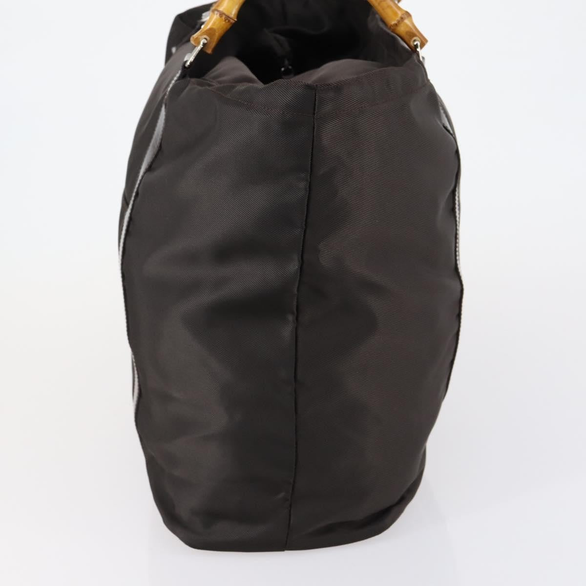 Gucci Vintage Bamboo Handle Tote Nylon, BROWN, NYLON, Tote bag