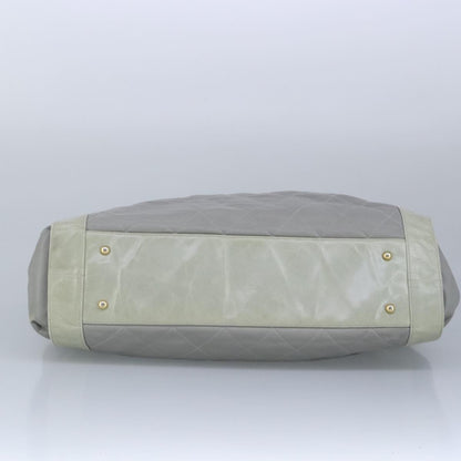 Chanel Chain Shoulder Bag Leather, GRAY, LEATHER, Shoulder bag