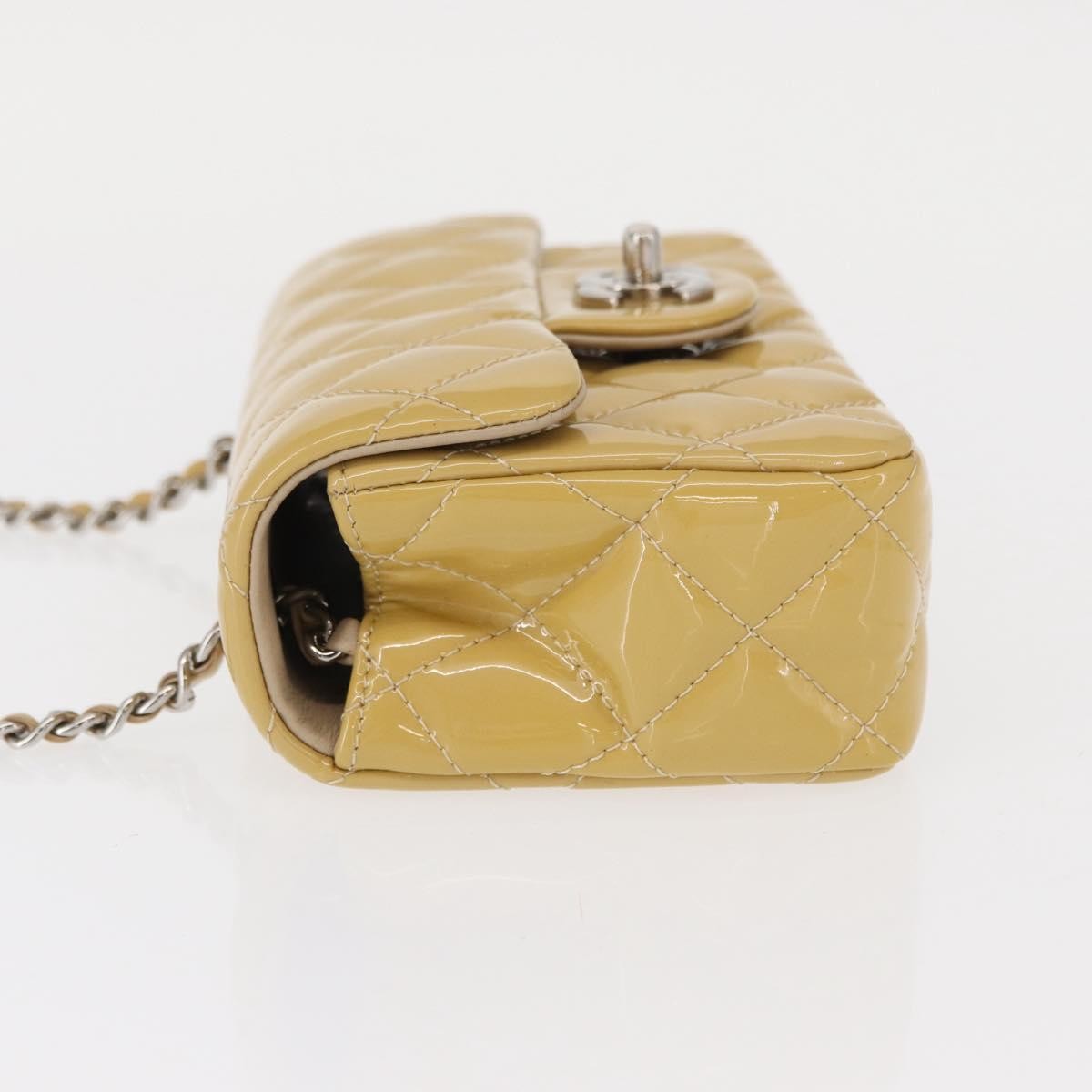 Chanel Vintage Classic Single Flap Bag Quilted Patent, YELLOW, PATENT_LEATHER, Shoulder bag