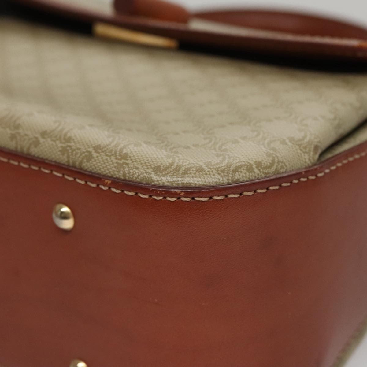 Celine Vintage Convertible Top Handle Bag Macadam Coated Canvas, BEIGE, CANVAS, Handbag