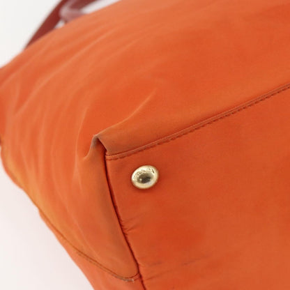 Prada Convertible Flap Tote Tessuto and Saffiano Leather, Orange, Nylon, Tote Bag