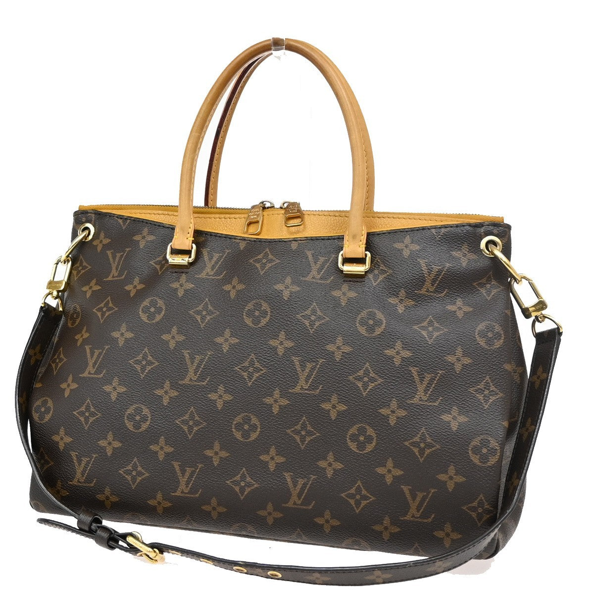 Louis Vuitton Pallas Tote Monogram Canvas with Leather, BROWN, CANVAS, Tote bag