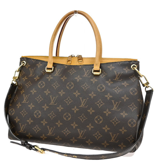 Louis Vuitton Pallas Tote Monogram Canvas with Leather, BROWN, CANVAS, Tote bag