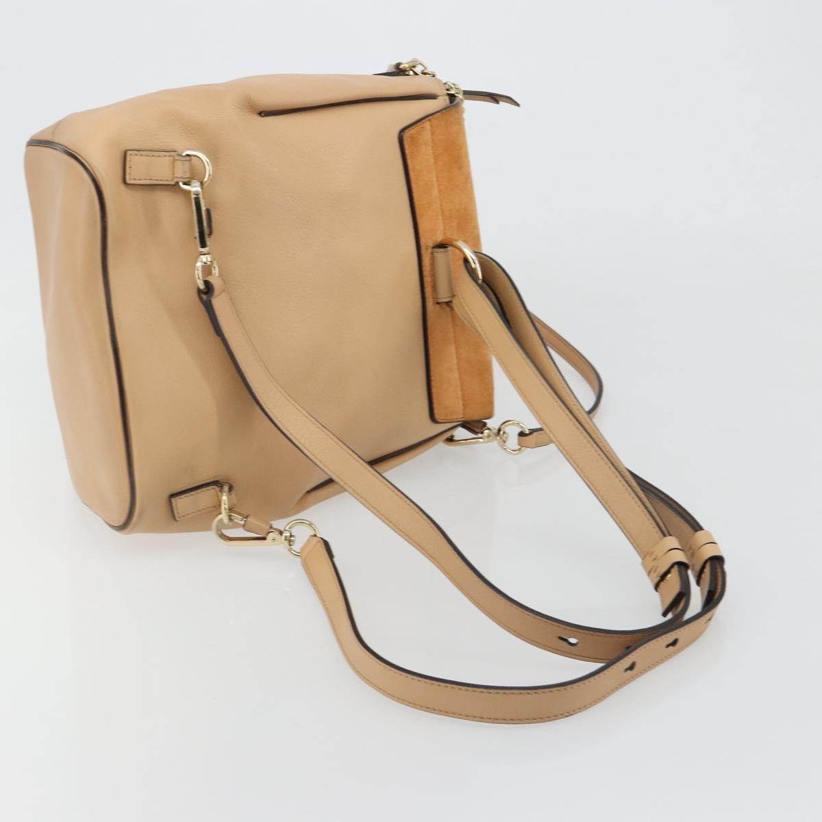 Chloe Faye Backpack Suede with Applique, Beige, Leather, Backpack