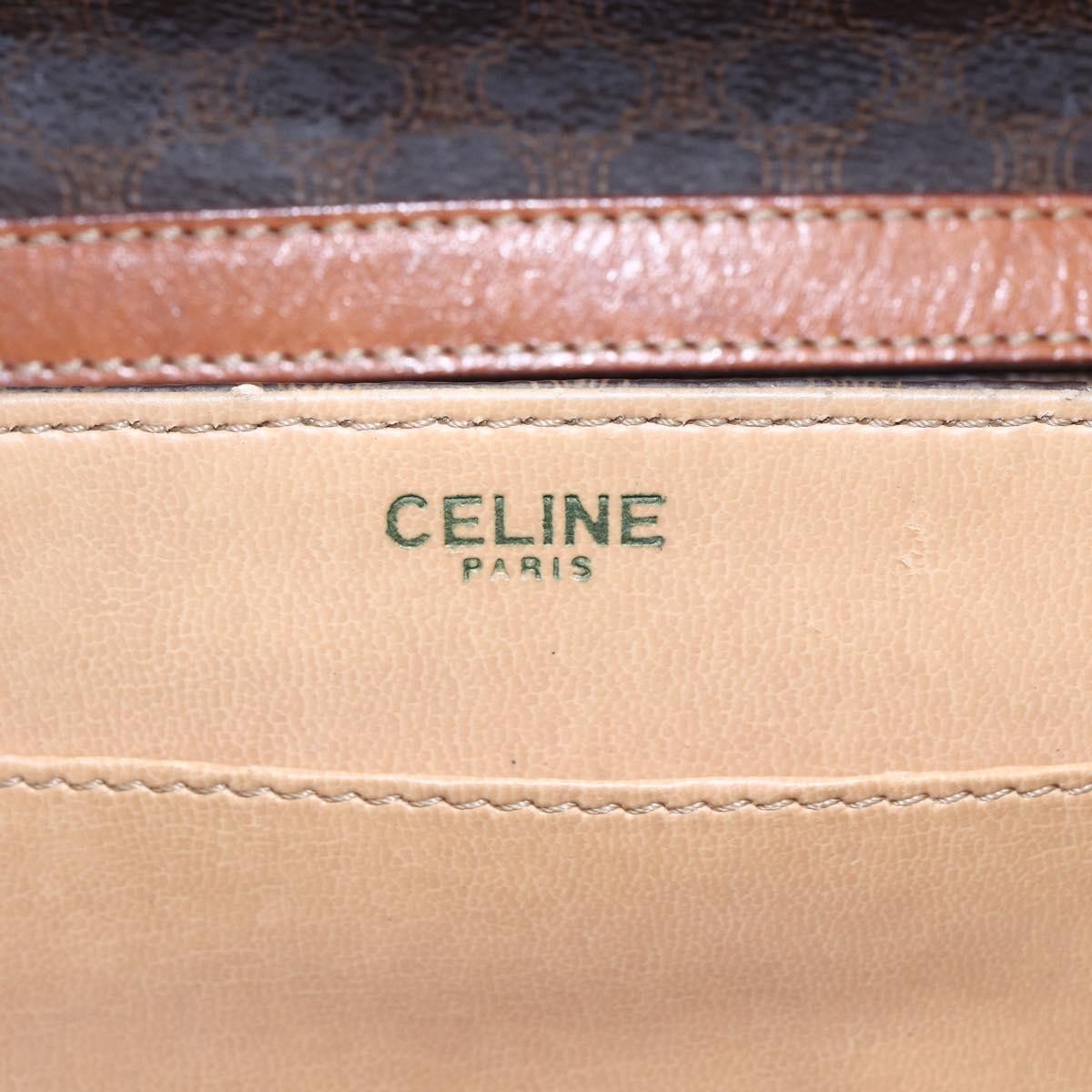 Celine Vintage Macadam Shoulder Bag Canvas and Leather, BROWN, CANVAS, Shoulder bag