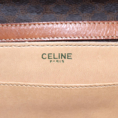 Celine Vintage Macadam Shoulder Bag Canvas and Leather, BROWN, CANVAS, Shoulder bag