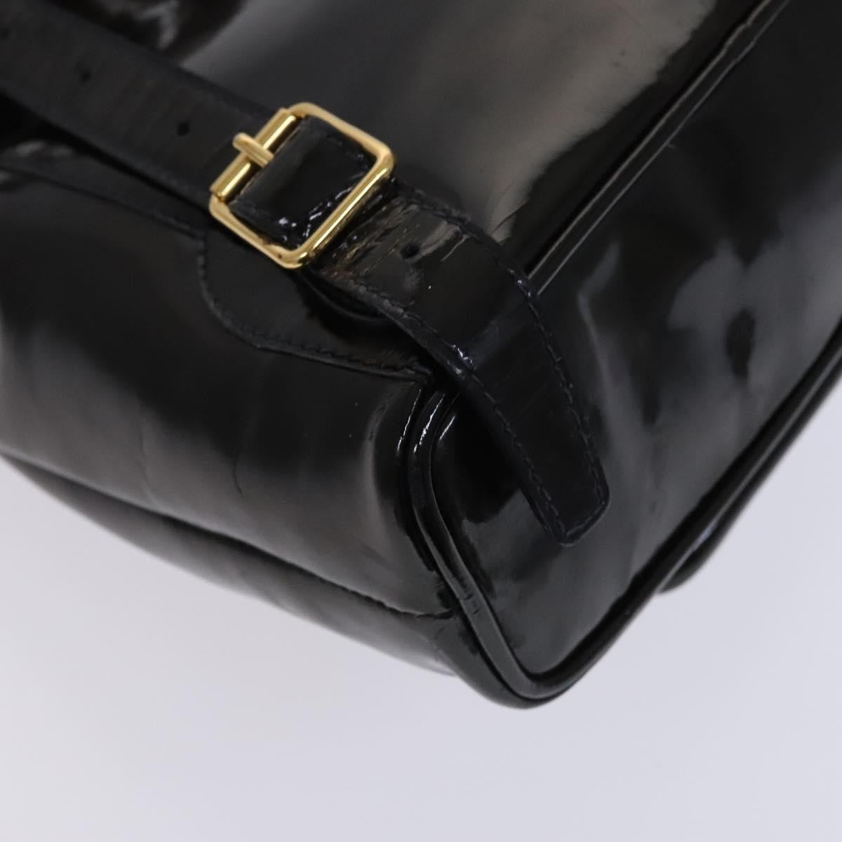 Gucci Vintage Bamboo Backpack Patent, Black, Patent Leather, Backpack