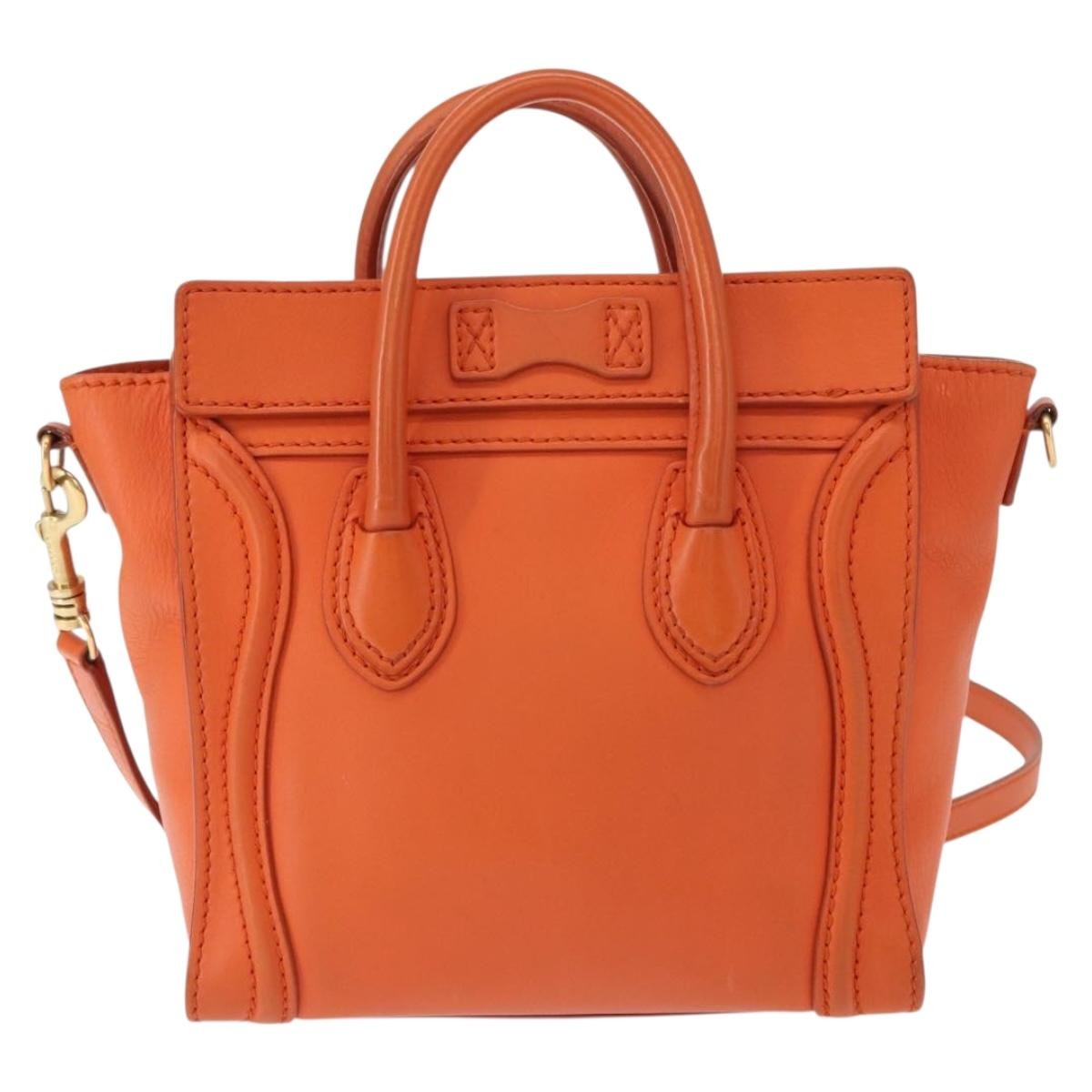 Celine Luggage Bag Smooth Leather, ORANGE, LEATHER, Handbag