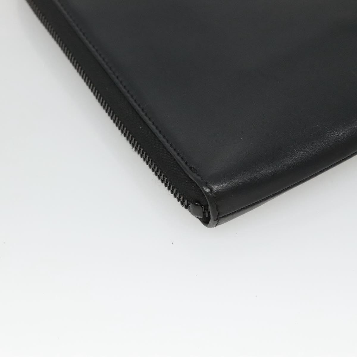 Saint Laurent Zip Pocket Pouch Leather, BLACK, LEATHER, Clutche & pouche