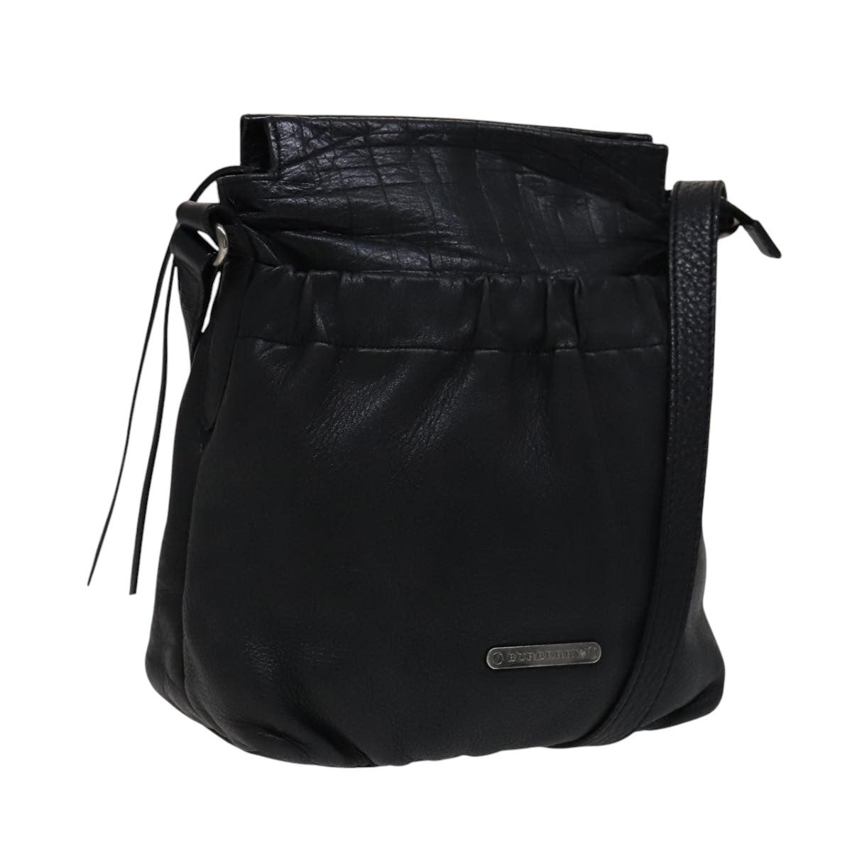 Burberry Vintage Crossbody Bag Leather, BLACK, LEATHER, Shoulder bag