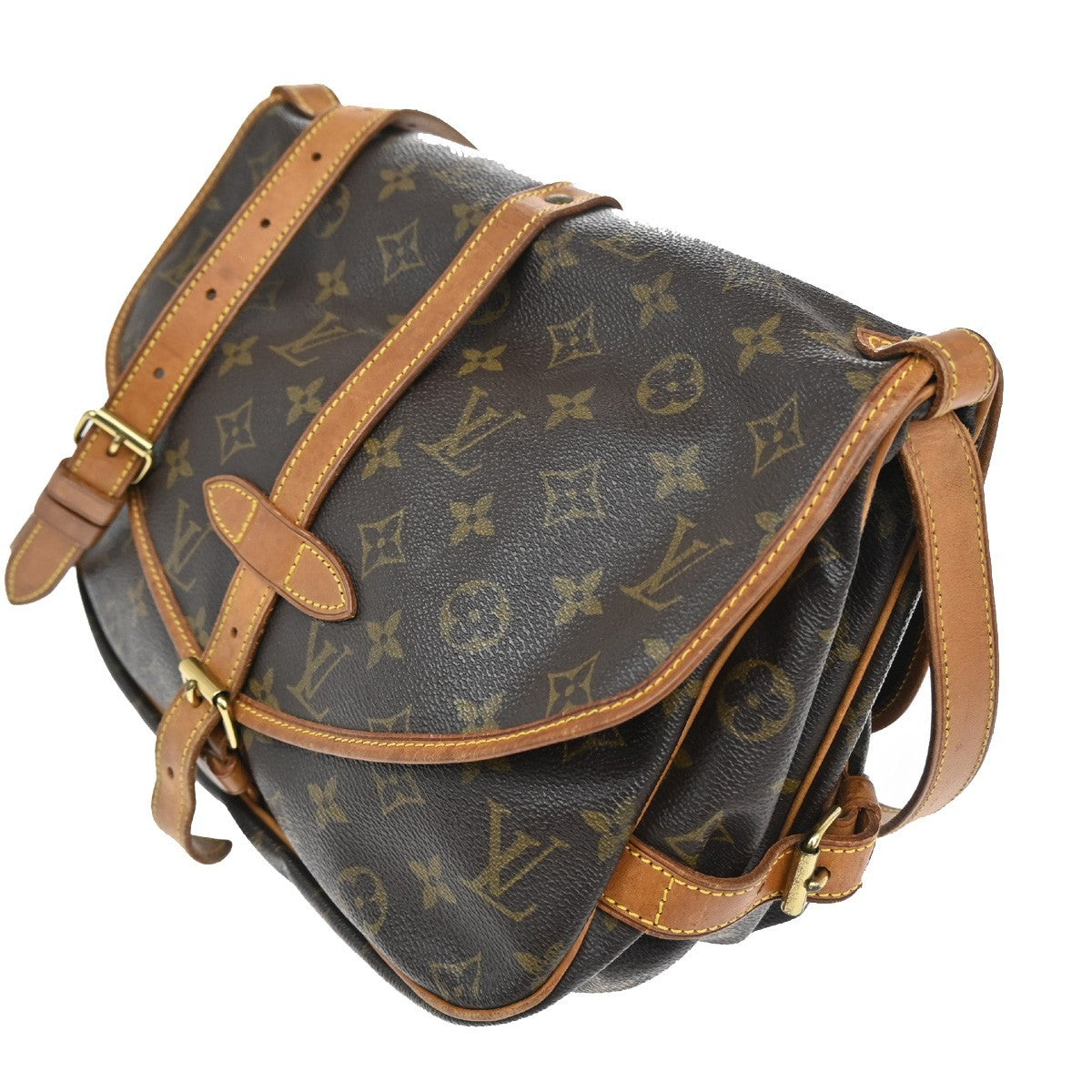 Louis Vuitton Saumur Handbag Monogram Canvas, BROWN, CANVAS, Shoulder bag