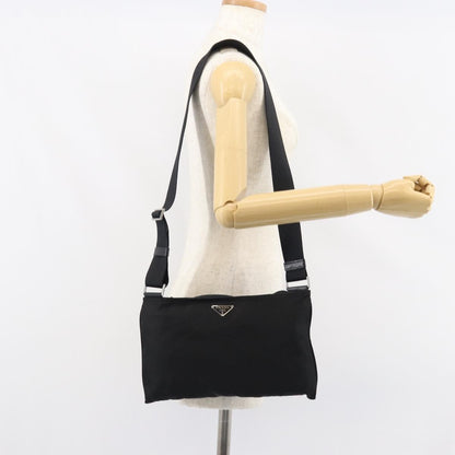 Prada Flat Messenger Bag Tessuto, BLACK, NYLON, Shoulder bag