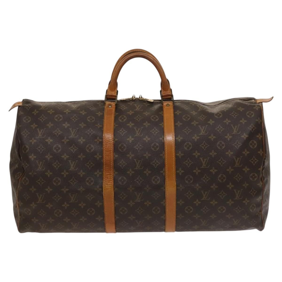 Louis Vuitton Keepall Bag Monogram Canvas, BROWN, CANVAS, Travel bag